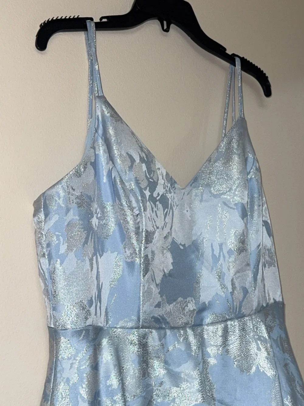 City Triangles Formal Dress Light Blue Silver Periwinkle Floral Size 15 Juniors
